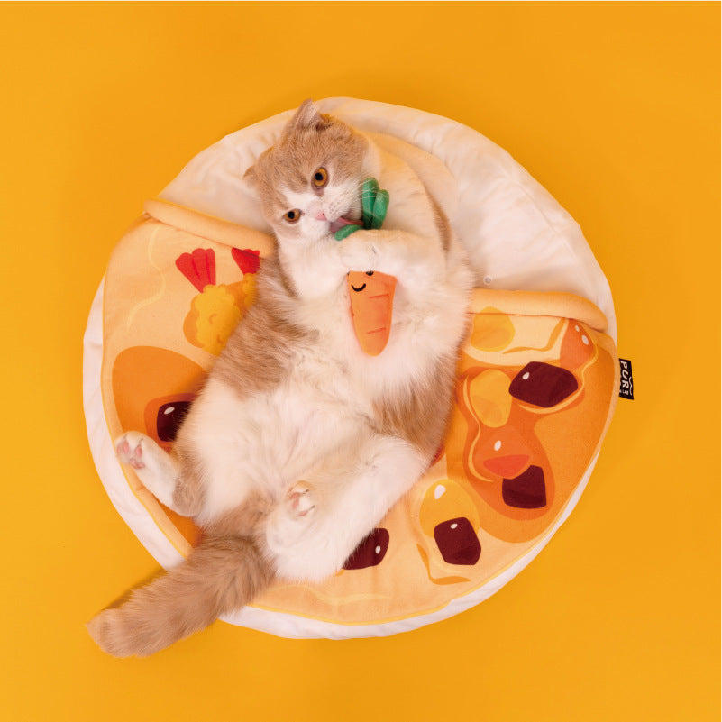 🐱 Panier pour Chat/Chien Curry Rice – Douillet & Confortable 🍛💛
