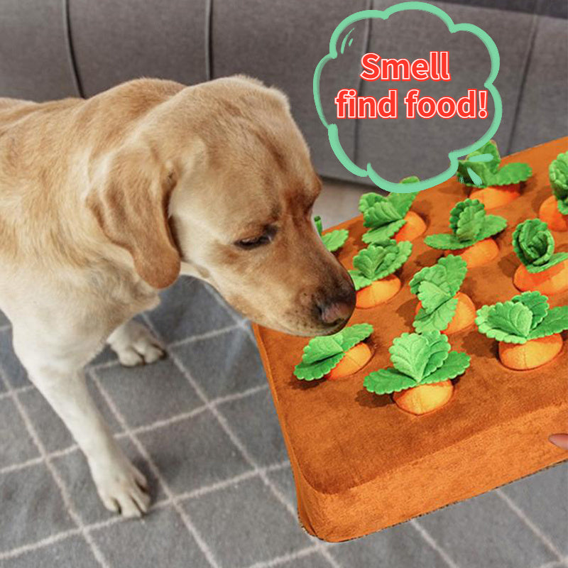 🥕 Jouet interactif pour chien – Tapis carottes en peluche