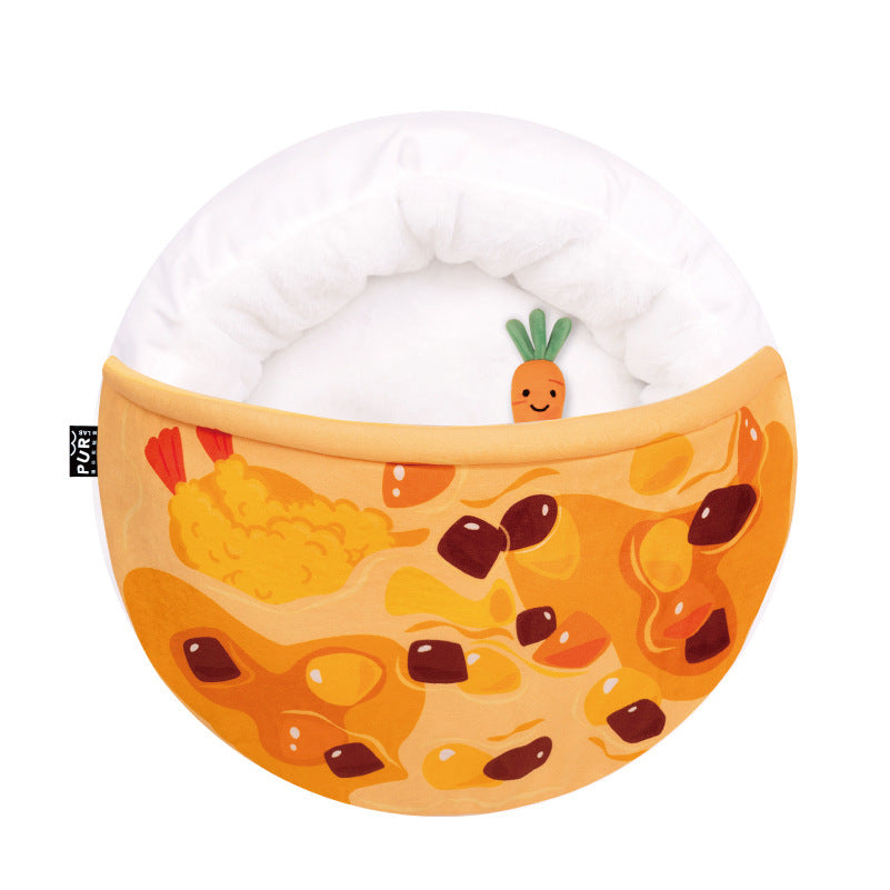 🐱 Panier pour Chat/Chien Curry Rice – Douillet & Confortable 🍛💛