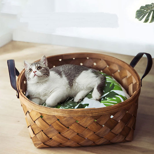 🐾 Nid Tressé pour Chat & Petit Chien – Douillet et Naturel 🌿💖