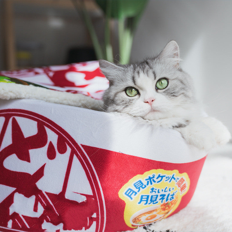 🍜 Nid pour Chat/Chien  Ramen Rouge – Douillet & Confortable 🐱💖
