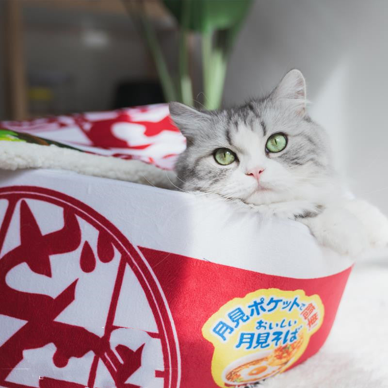 🍜 Nid pour Chat/Chien  Ramen Rouge – Douillet & Confortable 🐱💖