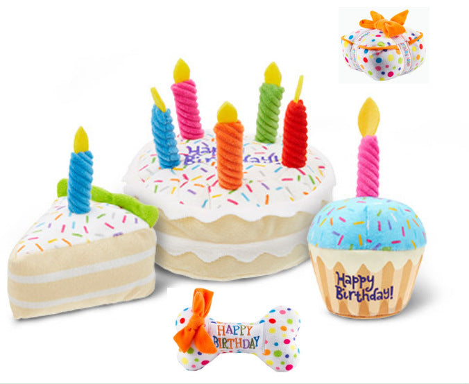 🎂🐾 Jouets Sonores en Peluche pour Chiens – Anniversaire & Jeu Amusant 🎉