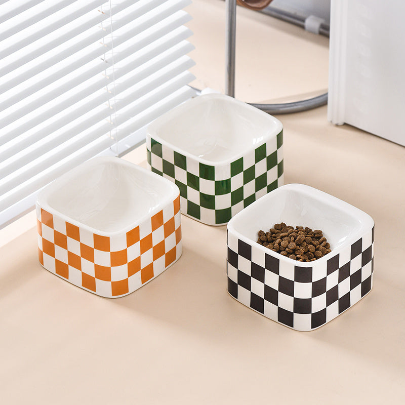 🖤🤍 Gamelle pour Chats & Petits Chiens – Céramique  Haut, Motif Lattice