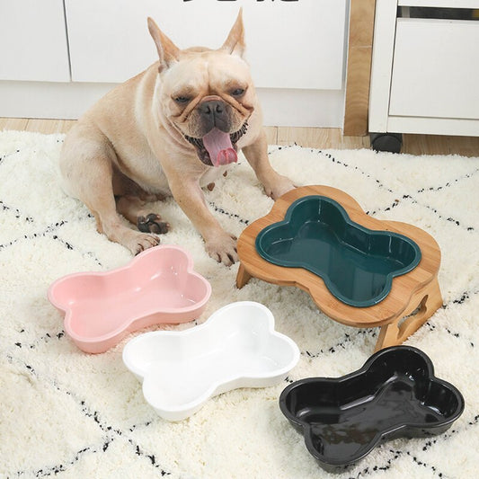 🐾🍽️ Gamelle en Céramique avec Support Bois – Grande Capacité 800 ml