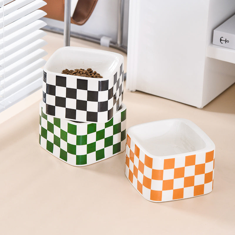 🖤🤍 Gamelle pour Chats & Petits Chiens – Céramique  Haut, Motif Lattice