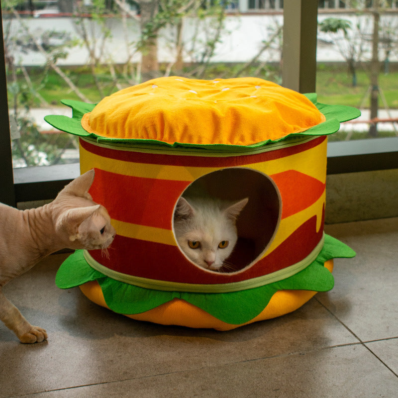 🍟🍔 Nid Douillet pour Chat & Petit Chien – Frites ou Hamburger 🐱🐶💖