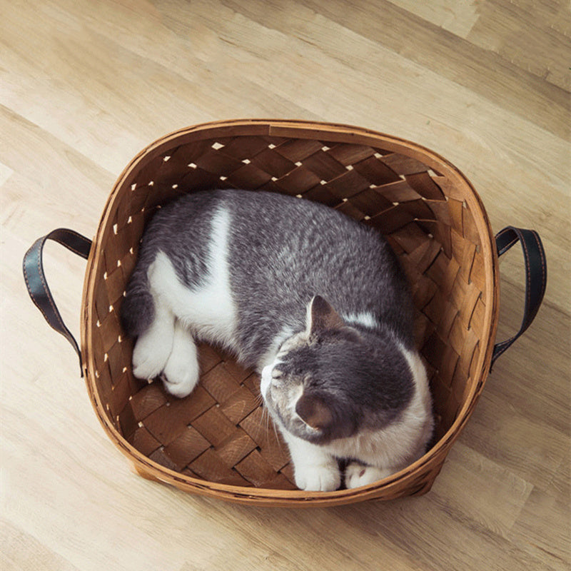 🐾 Nid Tressé pour Chat & Petit Chien – Douillet et Naturel 🌿💖