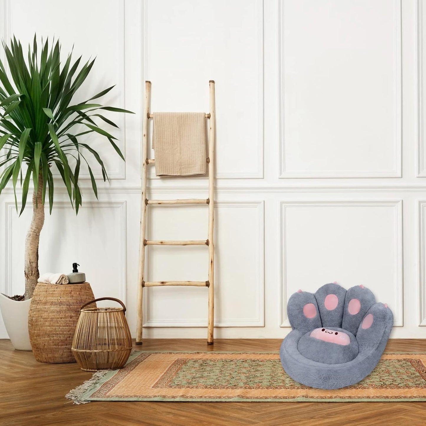 🐾 Coussin pour chien Kawaii – Patte de Chat & Mouton Rose 🐱💖