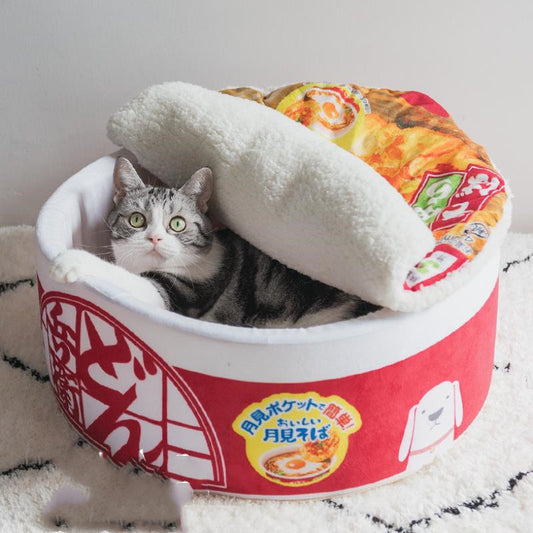 🍜 Nid pour Chat/Chien  Ramen Rouge – Douillet & Confortable 🐱💖