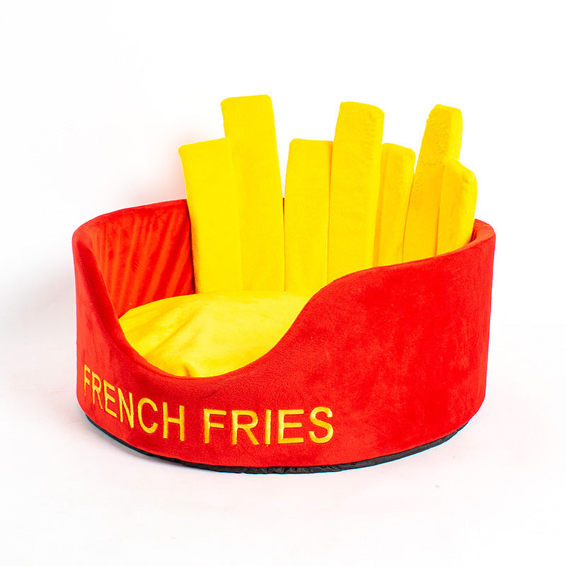 🍟🍔 Nid Douillet pour Chat & Petit Chien – Frites ou Hamburger 🐱🐶💖
