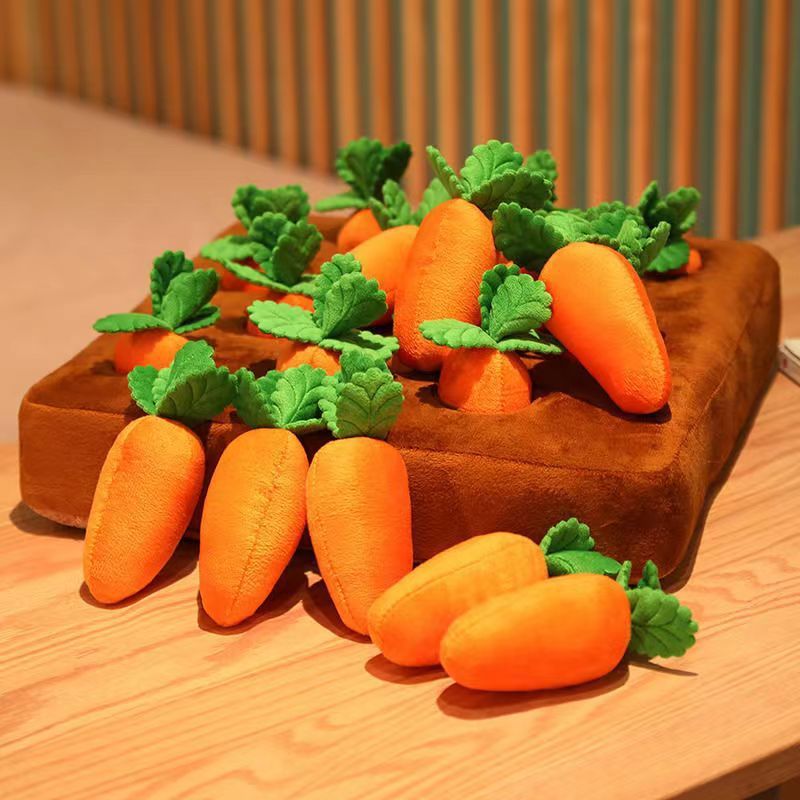 🥕 Jouet interactif pour chien – Tapis carottes en peluche