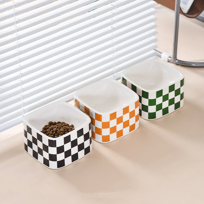 🖤🤍 Gamelle pour Chats & Petits Chiens – Céramique  Haut, Motif Lattice